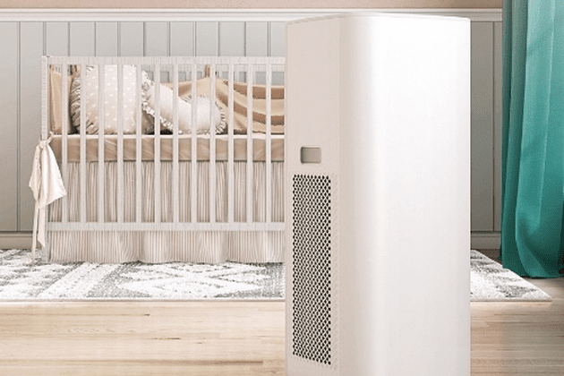 Air purifier in a nursery room